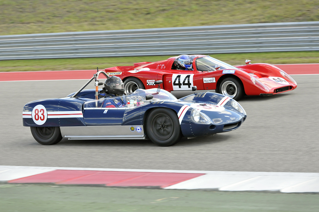 '61 Lotus 19B Buick passing a '69 Chevron B16